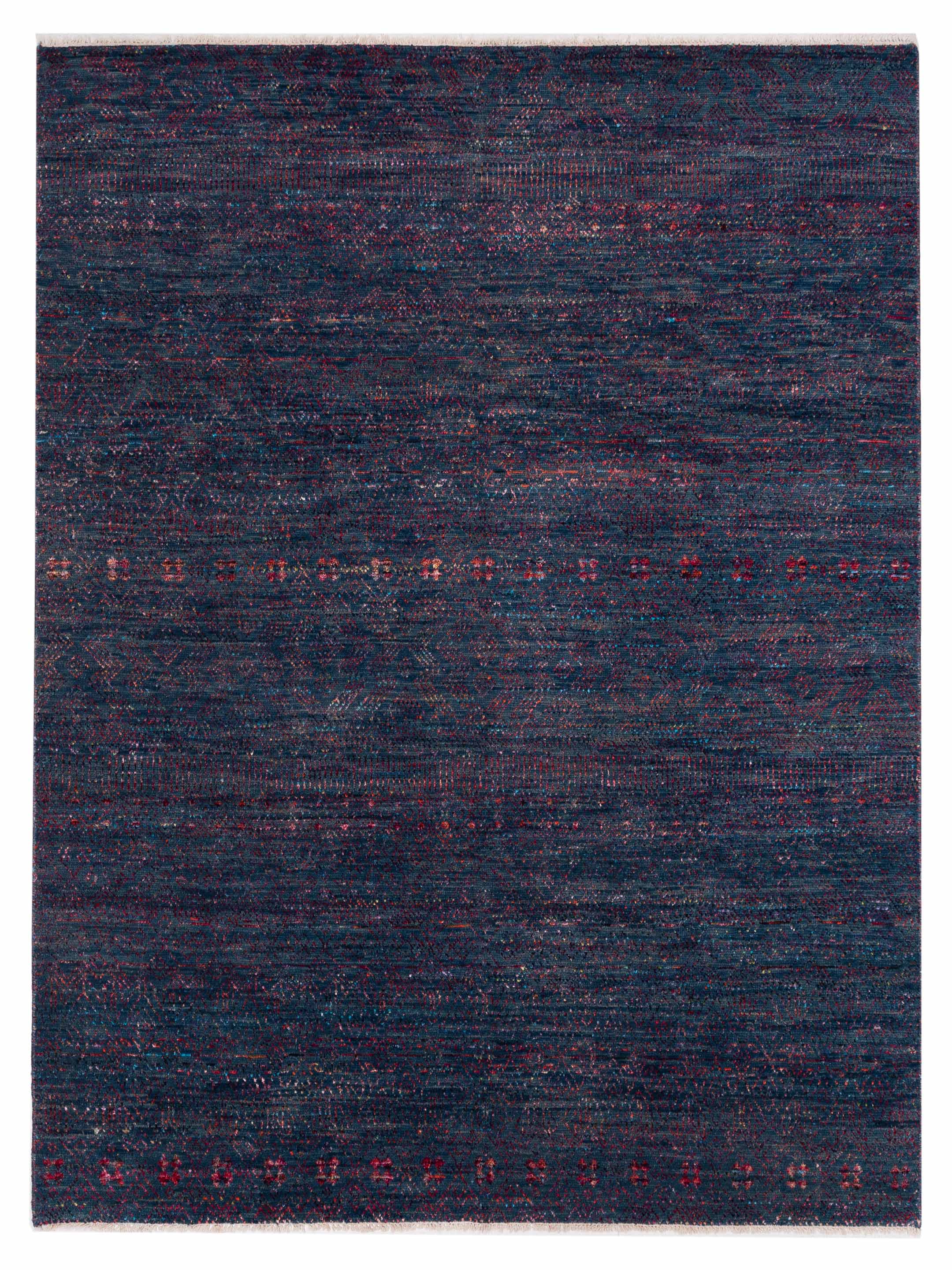 Transitional Teal Blue 8x9 Area Rug	